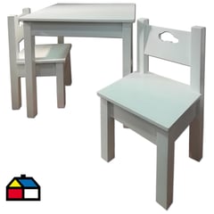 MUEBLES KIDS - Mesa infantil con sillas blanca auto