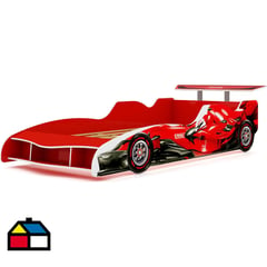 DECOCASA - Cama carro 1 plaza Rojo