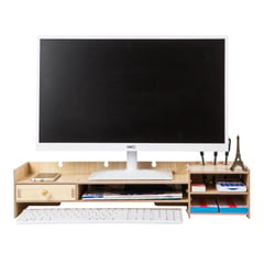 IMPORTADORA USA - Soporte monitor organizador escritorio 63,5x20x13,5 cm beige