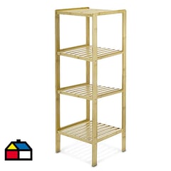 IMPORTADORA USA - Estante rack bambú cuadrado 4 niveles 36x33x100 cm