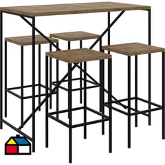 DECOCASA - Juego de Comedor MDF/Fierro 4 Sillas