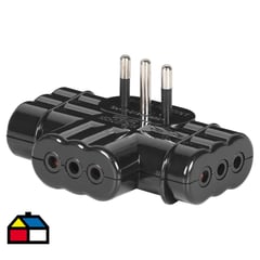 REMA - Adaptador triple plano 2p+t 10 A negro