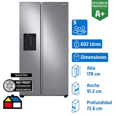 SAMSUNG - Refrigerador Top Freezer No Frost 602 Litros Refined inox RS60T5200S9/ZS