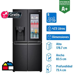 LG - Refrigerador French Door No Frost 423 Litros Negro matte steel LM57SXTAF