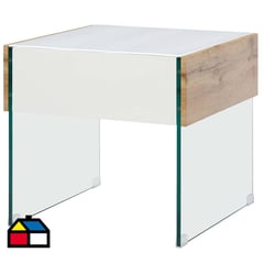 HOMY - Mesa lateral 55x55x50 cm blanco / madera