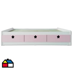 MUEBLES KIDS - Cama 3 C Rosado Flor 1.5 Plza