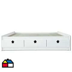 MUEBLES KIDS - Cama 3 C Blanca Flor 1.5 plza