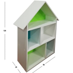 MUEBLES KIDS - Repisa Casa 2 Nivel(es) 85x120x25 cm Verde/Blanco/Calipso