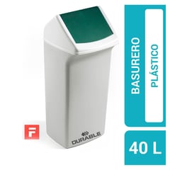 DURABLE - Basurero 40 Litros Plástico Verde