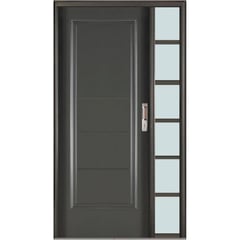 WINTEC - Kit Puerta Exterior Acero galvanizado 80x200 cm 5 Paneles Izquierda/Mampara Gris