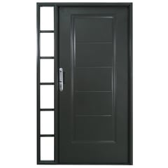 WINTEC - Kit Puerta Exterior Acero galvanizado 90x200 cm 5 Paneles Derecha/Mampara Gris