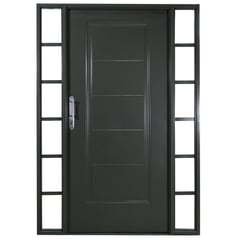 WINTEC - Kit Puerta Exterior Acero galvanizado 145x8 cm C/ 2 Mamparas Gris