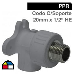 HOFFENS - Codo PPR C/Soporte 20 X 1/2" He