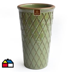 MESTIZA - Florero ceramica Rombo verde 20cm