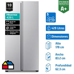 HISENSE - Refrigerador Side by Side No Frost 428 Litros Inox RC-56WS