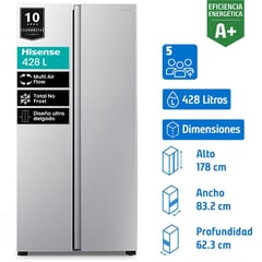 HISENSE - Refrigerador Side by Side No Frost 428 Litros Inox RC-56WS