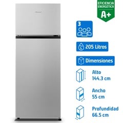 HISENSE - Refrigerador Top Freezer Frío Directo 205 Litros Silver RD-27DR