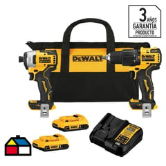 DEWALT - Taladro inalámbrico percutor 13mm 20V + atornillador + 2 baterías