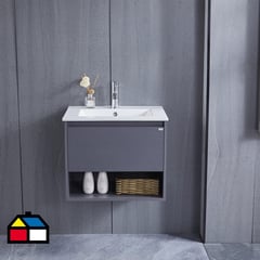 KLIPEN - Mueble con lavamanos c/rebalse 1c 1r 60 cm color silver gray