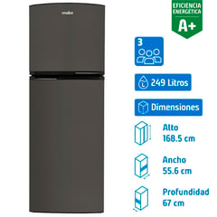 MABE - Refrigerador Top Freezer No Frost 249 Litros Grafito RMA250PHUG1