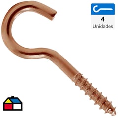 MAMUT - Cancamo abierto rosca madera N5 x 60 cobrizado 4unid