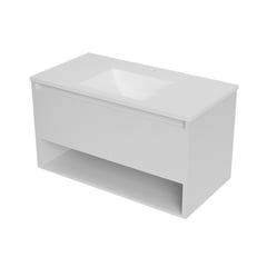 KLIPEN - Mueble con lavamanos de loza c/rebalse 1c 1r 90 cm color blanco