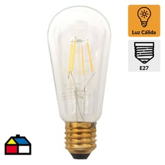 LEDZONE - Ampolleta Pera Filamentos Led E27 6 W Luz Cálida