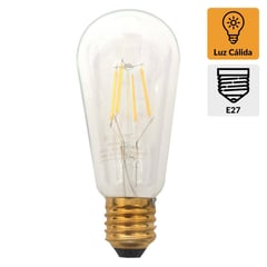 LEDZONE - Ampolleta Pera Filamentos Led E27 6 W Luz Cálida