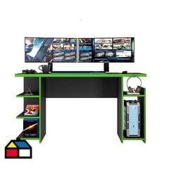 HOME MOBILI - Escritorio Gamer Negro-Verde MDP 74,5x135,6x57 cm