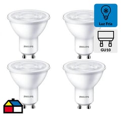 PHILIPS - Pack de 4 ampolletas Led GU10 50 W luz fría