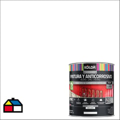 KOLOR - Pintura y anticorrosivo base agua brillante blanco 1/4GL