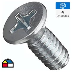 MAMUT - Perno cabeza plana phillips 1/4 x 1 1/4 zincado 4 unid