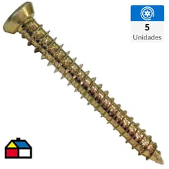 MAMUT - Tornillo ranura torx pvc-concreto M7.5/6.5 x 90 zinc.amar 5 unid