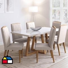 DECOCASA - Juego de Comedor Ow 180 Vidrio Mad 6 Sillas