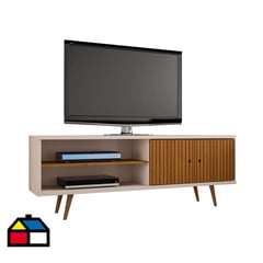 HOGA - Rack tv 70" blanco canela ripado 65x160x39 cm