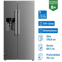 MIDEA - Refrigerador Side by Side No Frost 504 Litros Inox MDRS681FGE02