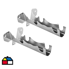 METALHSA - Set de soportes para barra de cortina 16 mm 2 unidades plateado