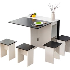 PERFECT SEAT - Comedor Tabu 4 Sillas Mesa Rectangular 80x75x140 cm Café/Blanco