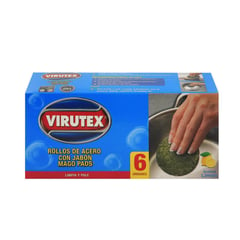 VIRUTEX - Rollos de acero mago pads x6 con jabón aroma limón