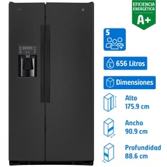 GENERAL ELECTRIC - Refrigerador Side by Side No Frost 656 Litros Black Steel GRC26FGMFPS