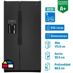 GENERAL ELECTRIC - Refrigerador Side by Side No Frost 656 Litros Black Steel GRC26FGMFPS