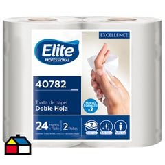 ELITE PROFESSIONAL - Toalla de papel 2 rollos doble hoja x 24 metros