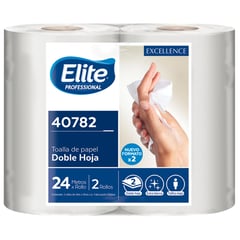 ELITE PROFESSIONAL - Toalla de papel 2 rollos doble hoja x 24 metros