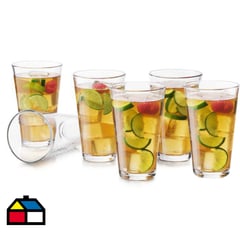 LIBBEY - Set 6 vasos largo de vidrio 473 ml