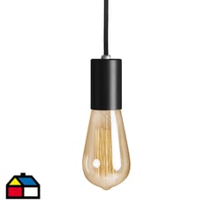 BLUMENAU - Lámpara colgante Vintage negra 1 luz E27 1,5m ajustable