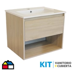 STRETTO - Kit Mueble Zoé 70x46 + Cubierta color acácia