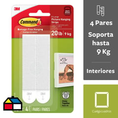 COMMAND - Tiras para colgar Cuadros 9 kg, blancas, 4 pares