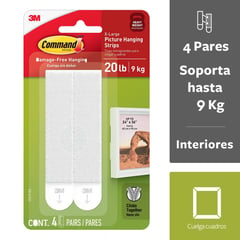 COMMAND - Tiras para colgar Cuadros 9 kg, blancas, 4 pares