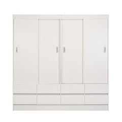 CIC - Clóset 4 Puerta(s) 8 Cajone(s) 4 Repisa(s) 180x180x51 cm Blanco