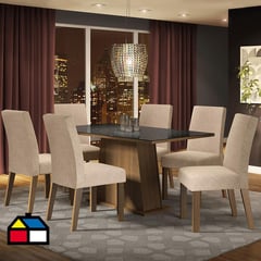 VEKKAHOME - Juego de Comedor 6 Sillas Gian Conti